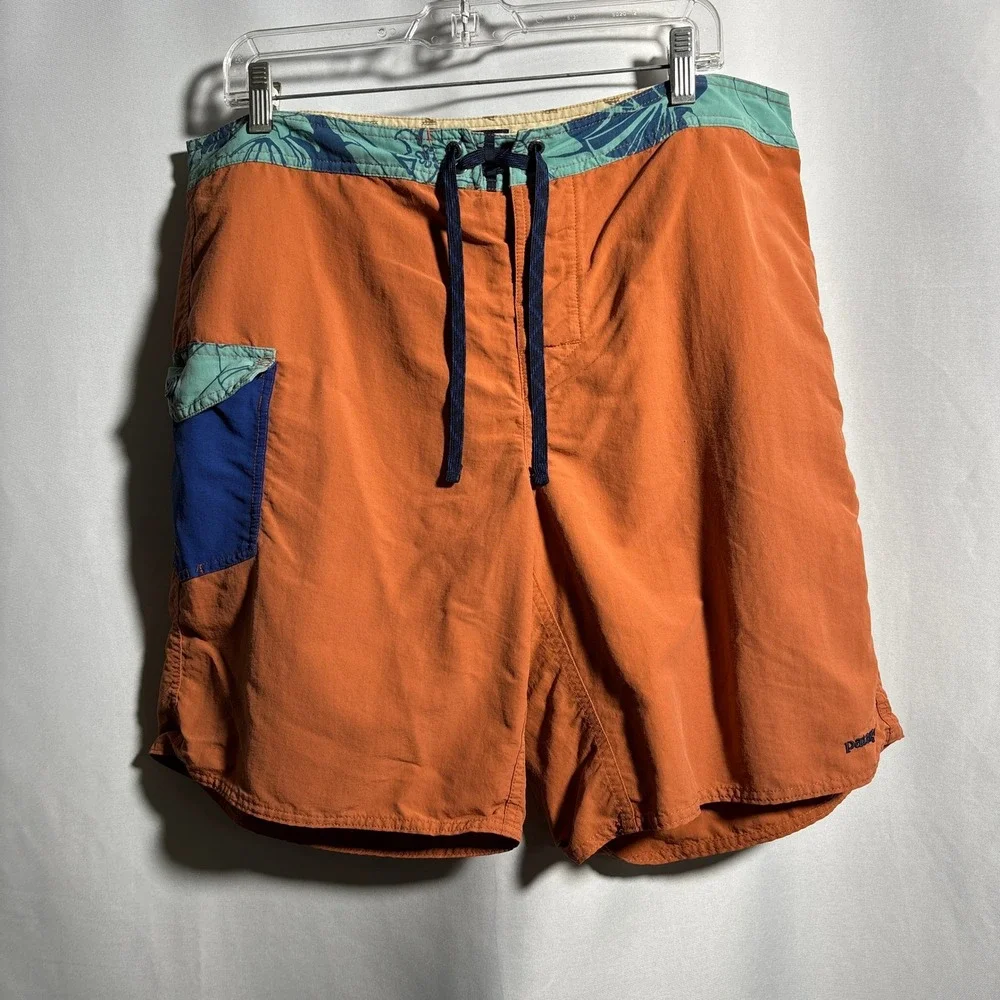 Patagonia Orange Boardshorts M's Patch‎ Pocket Wavefarer Mens 38 Swim Shorts